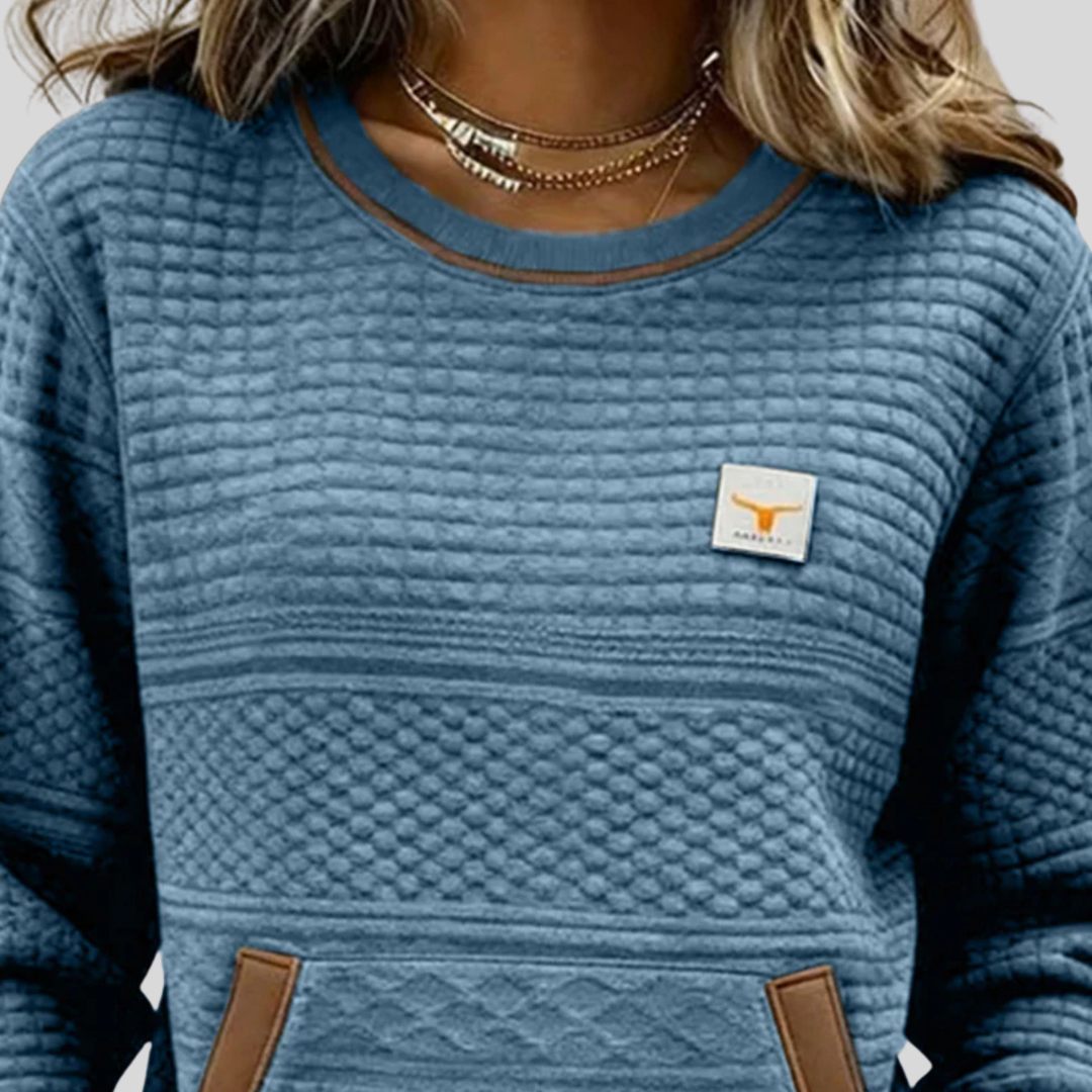 Mies - Sudadera estructurada en color bloque con cuello redondo