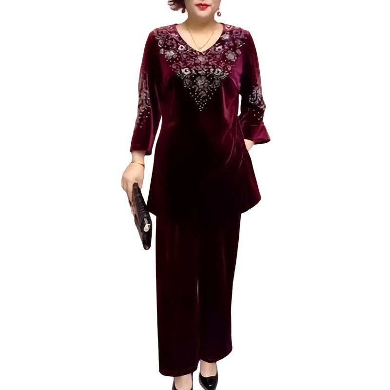 Elvire - Conjunto elegante de dos piezas en terciopelo