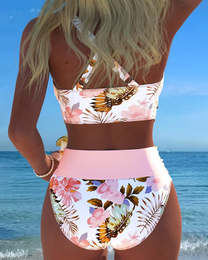 Jolina | Bikini Floral con Abertura Contrastante