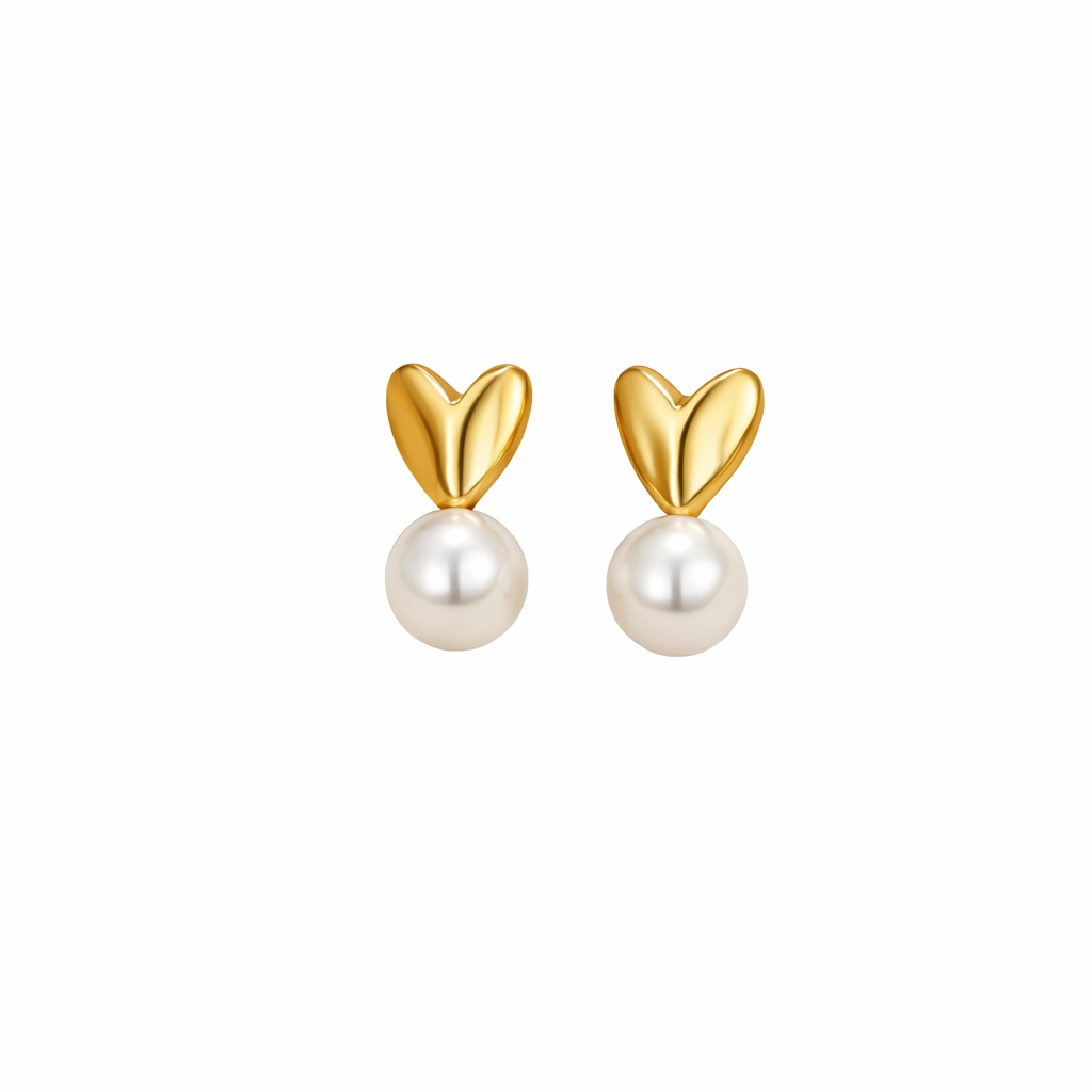 Pendientes en forma de corazón con perla