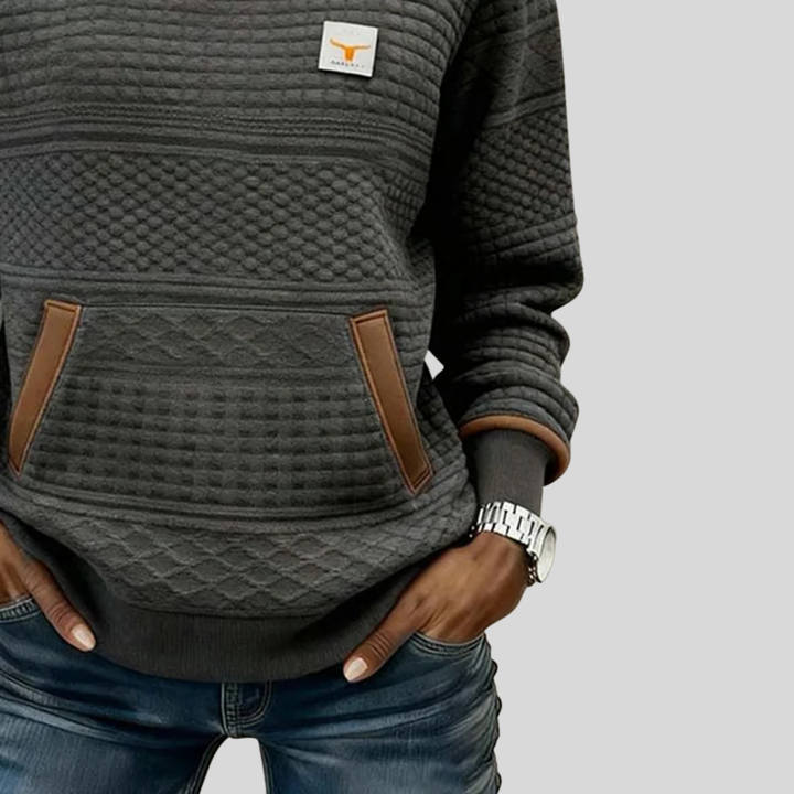 Mies - Sudadera estructurada en color bloque con cuello redondo