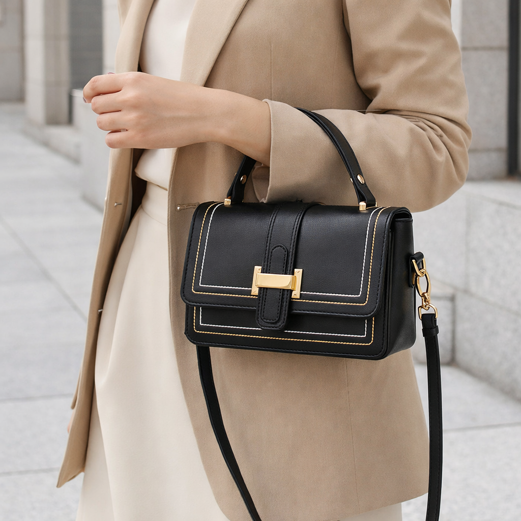 Luna Paris - Bolso de mano de cuero elegante