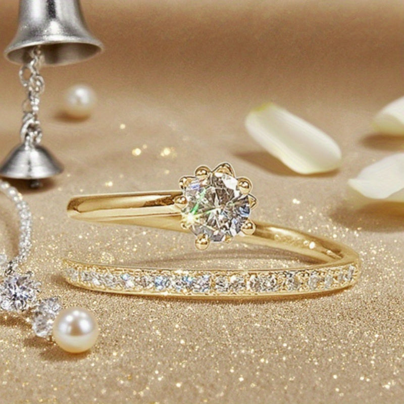 Anillo Glow de zirconio con baño de oro blanco