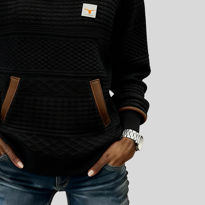 Mies - Sudadera estructurada en color bloque con cuello redondo