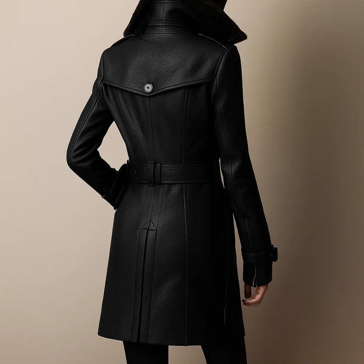 Simone™ | Abrigo de cuero elegante de longitud media