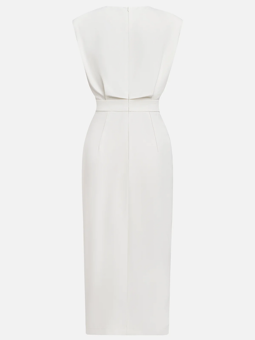 Malene™ | Vestido midi liso con abertura de botones y escote redondeado