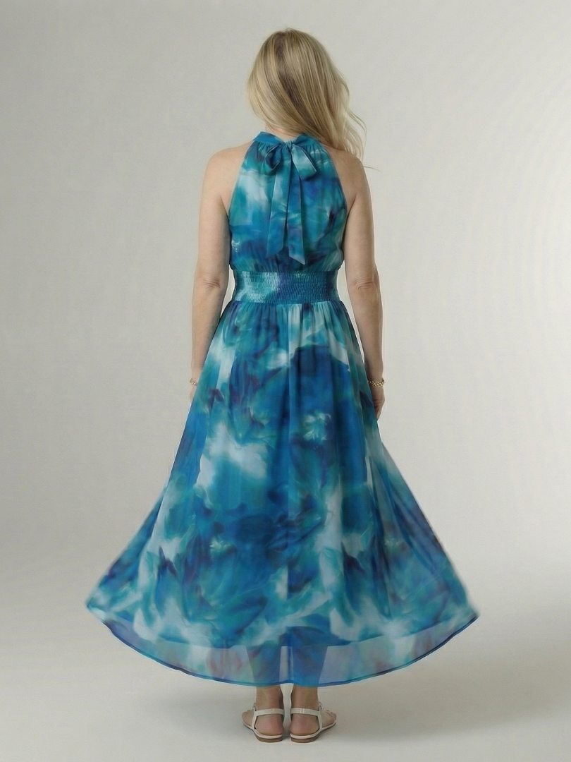 Sylin | Vestido Midi con Escote Halter Fruncido
