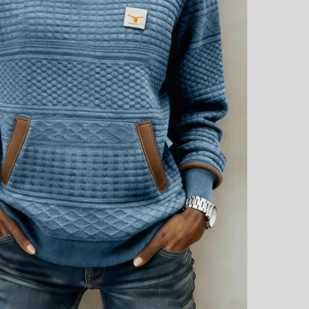 Mies - Sudadera estructurada en color bloque con cuello redondo