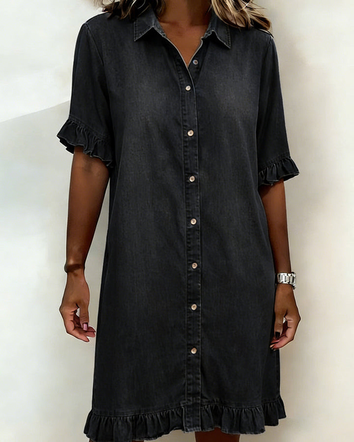 Maria | Vestido de Denim Cómodo con Pliegues Elevadores