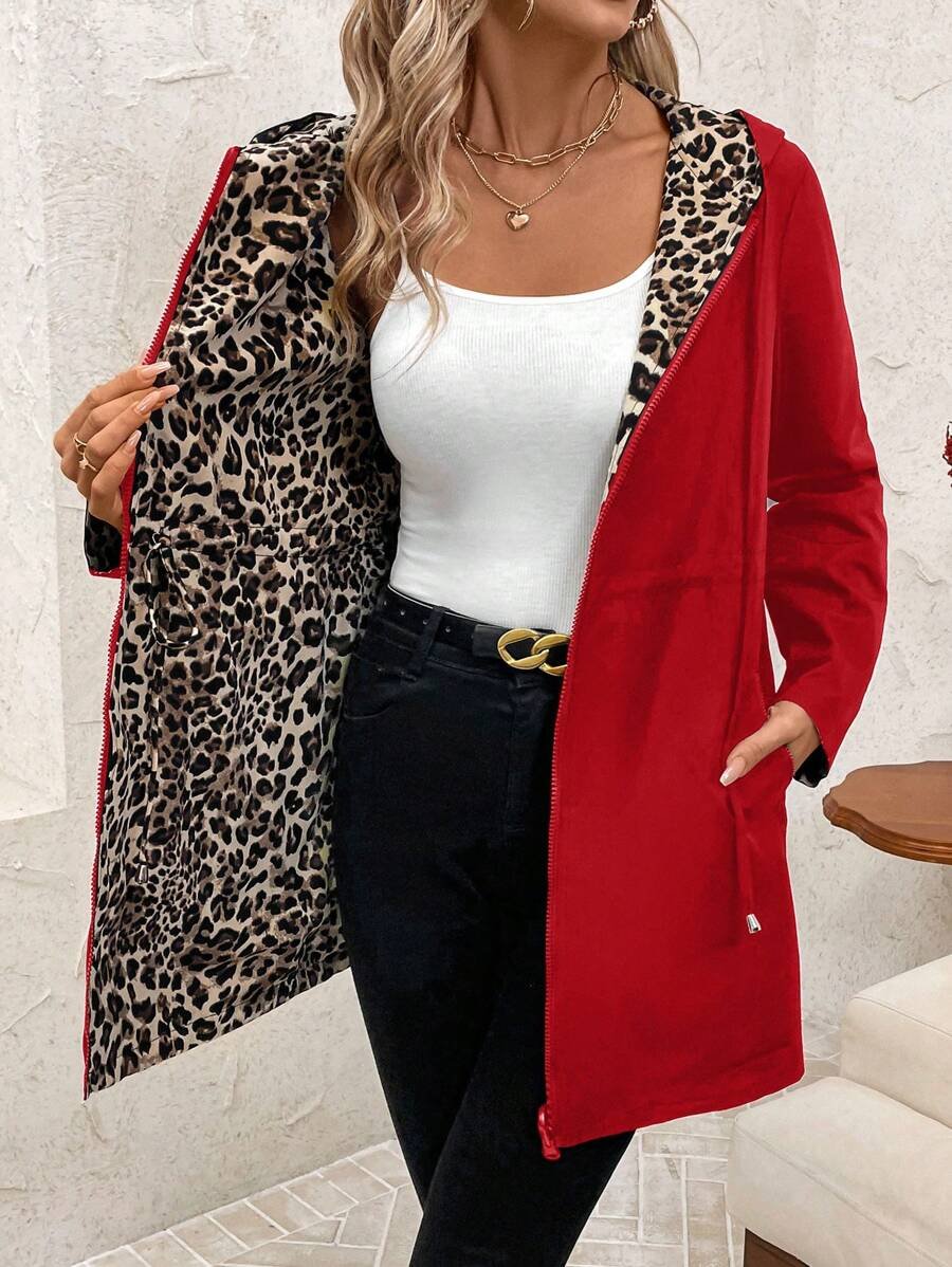 Saoirse | Sudadera con capucha reversible con estampado de leopardo