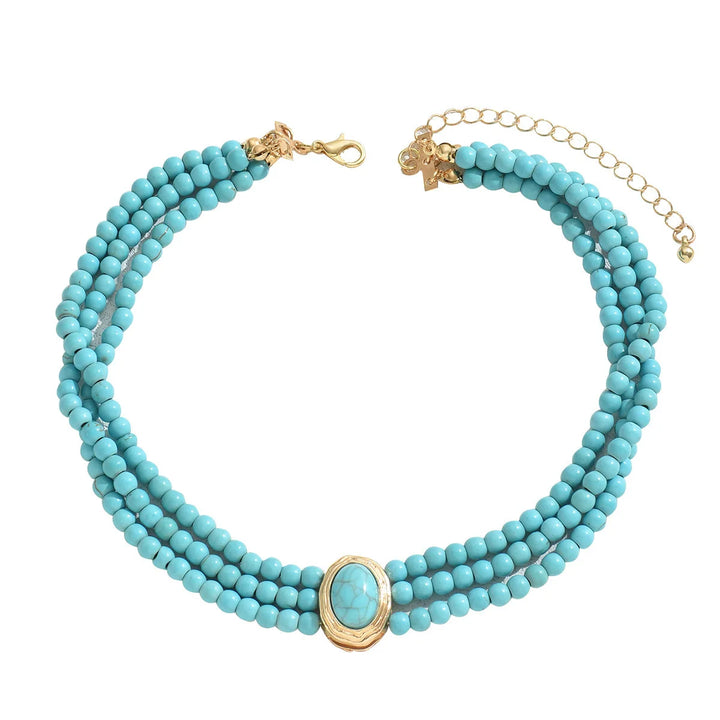 Collar de perlas turquesas vintage elegante
