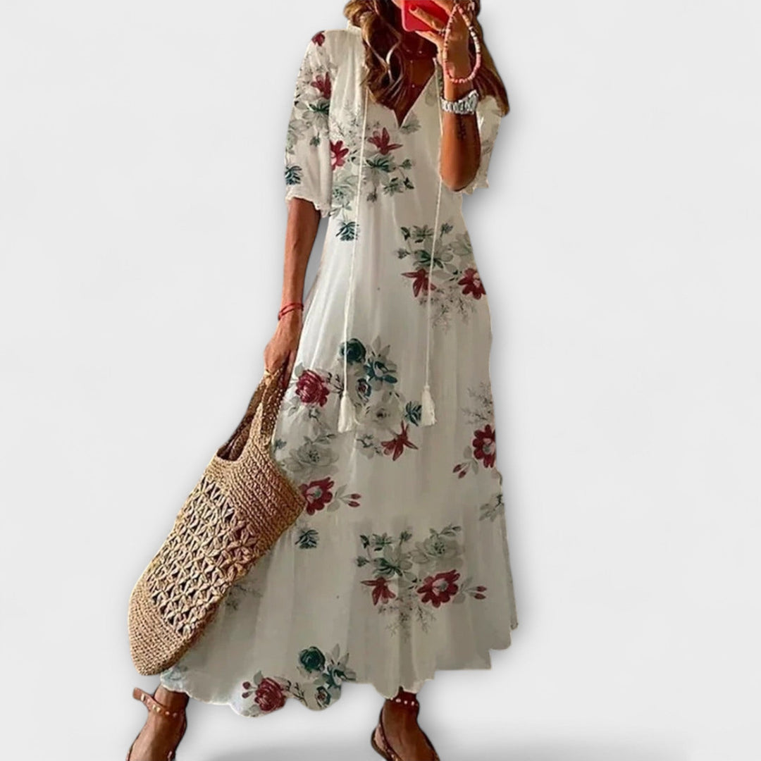 Anna – Vestido de verano bohemio femenino de silueta fluida