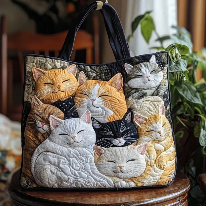 Bolso acolchado artesanal - Gatitos Dormilones