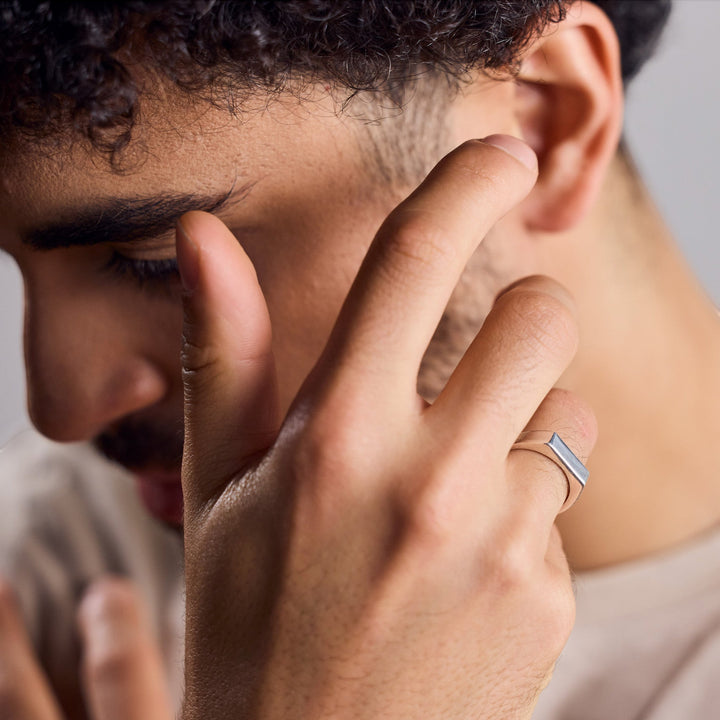 Anillo Sello Riegel Bar en Plata Esterlina 925 hecho a mano