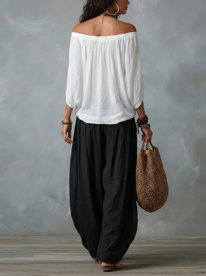Conjunto Top Off-Shoulder & Pantalón Lantern