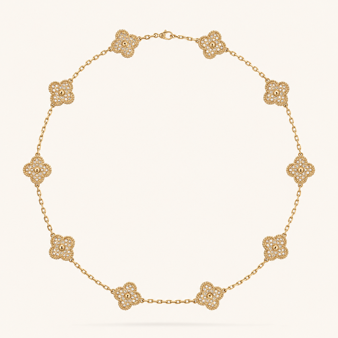 KLEEBLATT | Collar de oro con 10 motivos y detalles en forma de trébol brillantes
