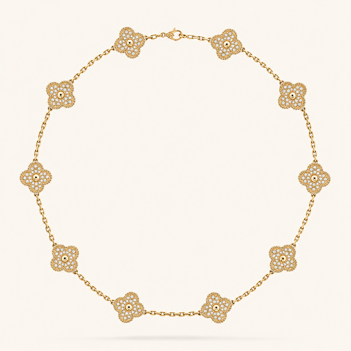 KLEEBLATT | Collar de oro con 10 motivos y detalles en forma de trébol brillantes