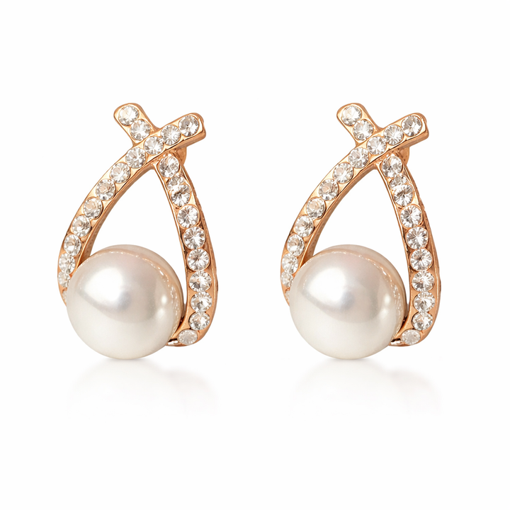 Pendientes con perlas y brillantina