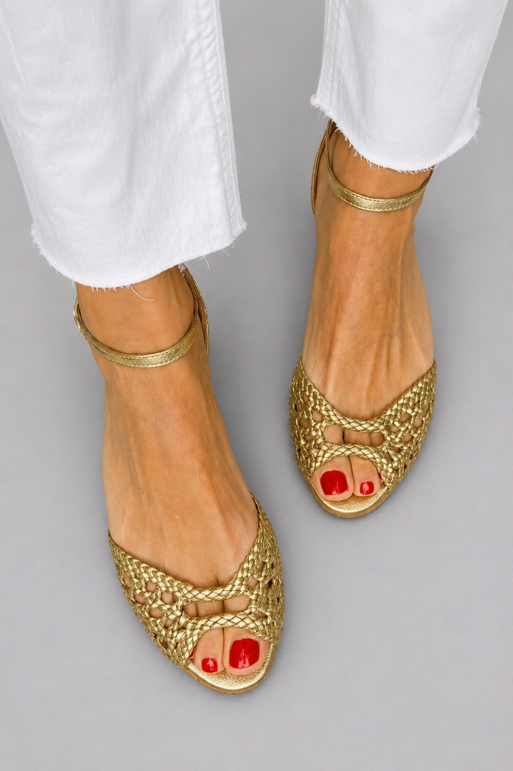 Isadora | Sandalias Tejidas Doradas