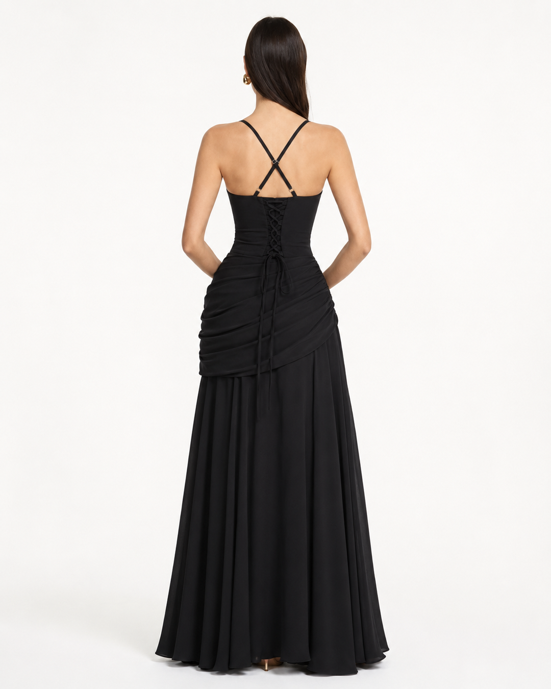 ENIE | Vestido Maxi con Escote Angular Refinado