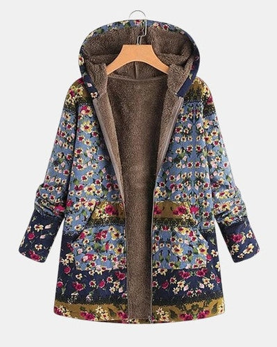 Elena - Sudadera con Capucha Boho Floral en Sherpa