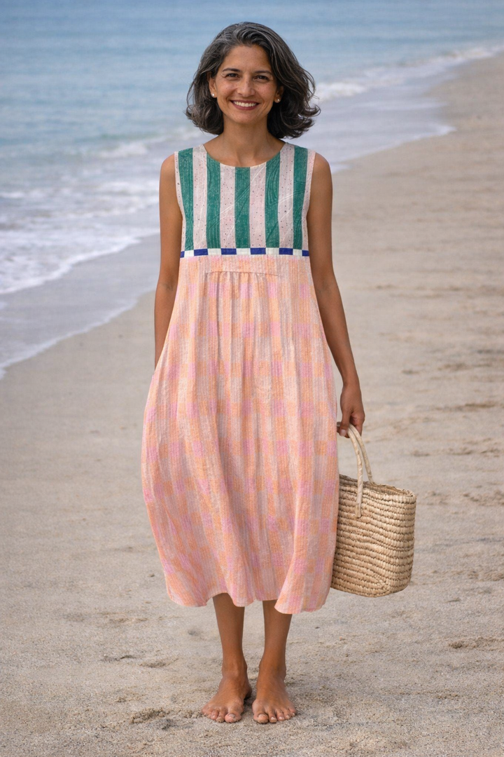 Lilia | Vestido midi a rayas pastel