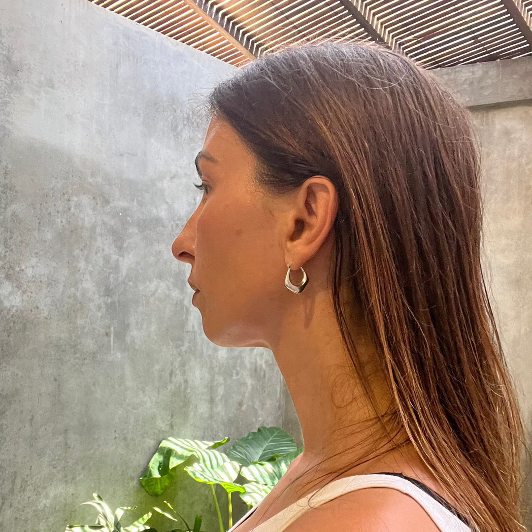 Pendientes cuadrados chunky de plata esterlina 925