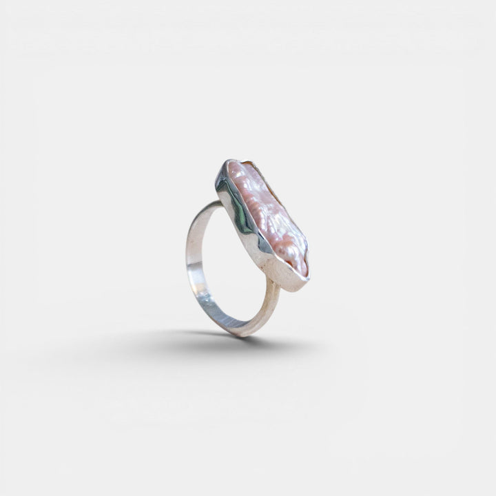Anillo de plata esterlina 925 con perla de agua dulce rosa