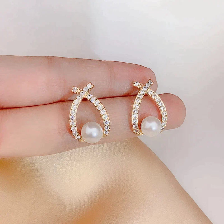 Pendientes con perlas y brillantina