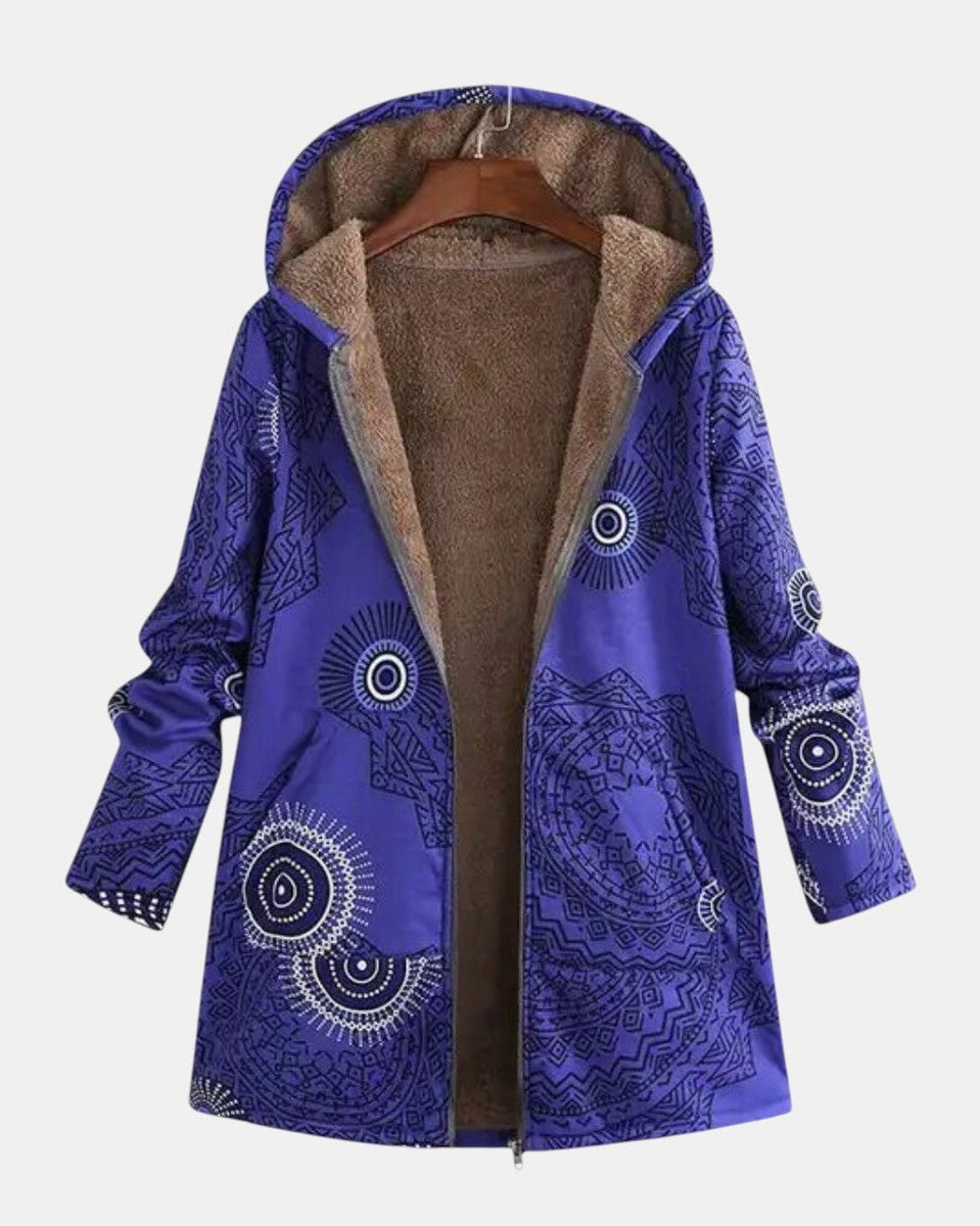 Luna - Sudadera con Capucha de Forro Polar Mandala Azul Marino