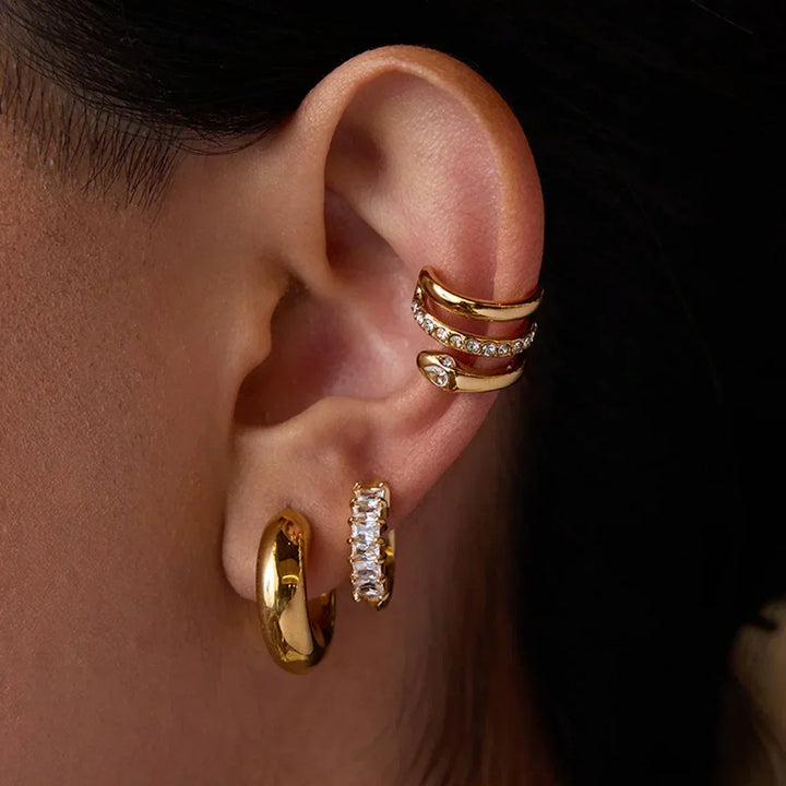 Juego de Pendientes de Lujo en Oro