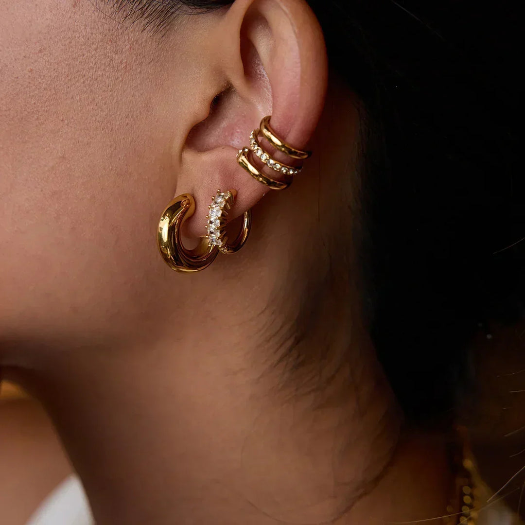 Juego de Pendientes de Lujo en Oro