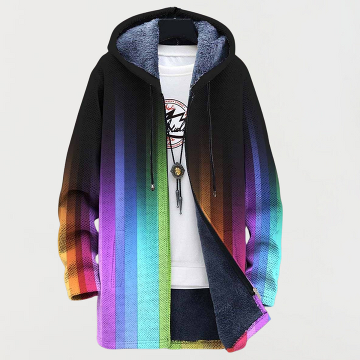 Chaqueta con cola de arcoíris degradada