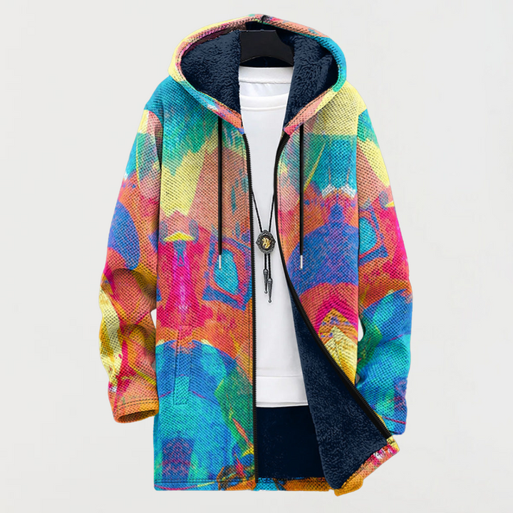 Sudadera con un diseño artístico colorido