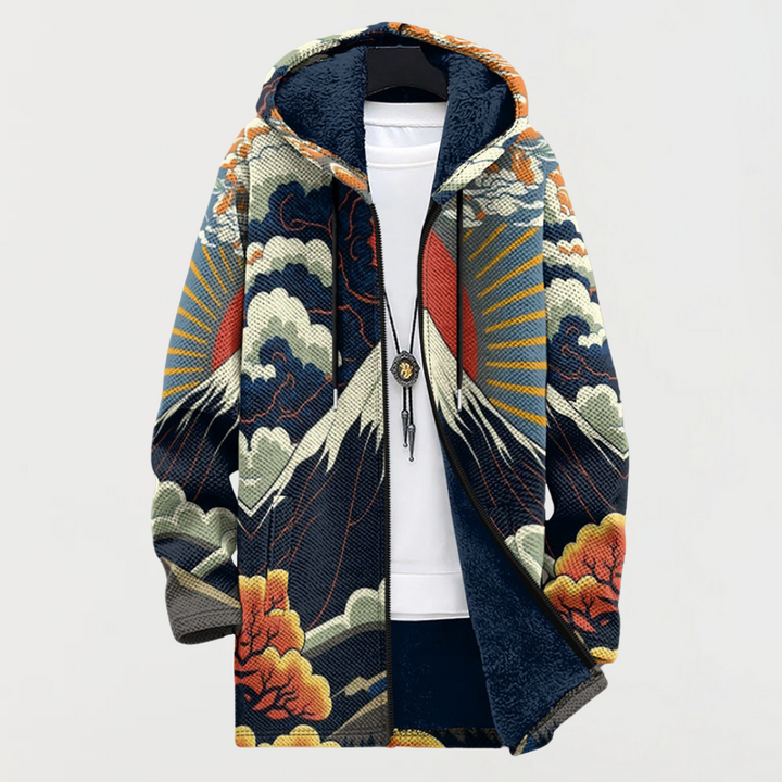 Sudadera con diseño de amanecer en la montaña