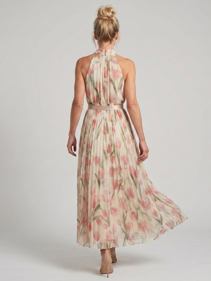Aurore | Vestido de flores de media longitud con cuello alto