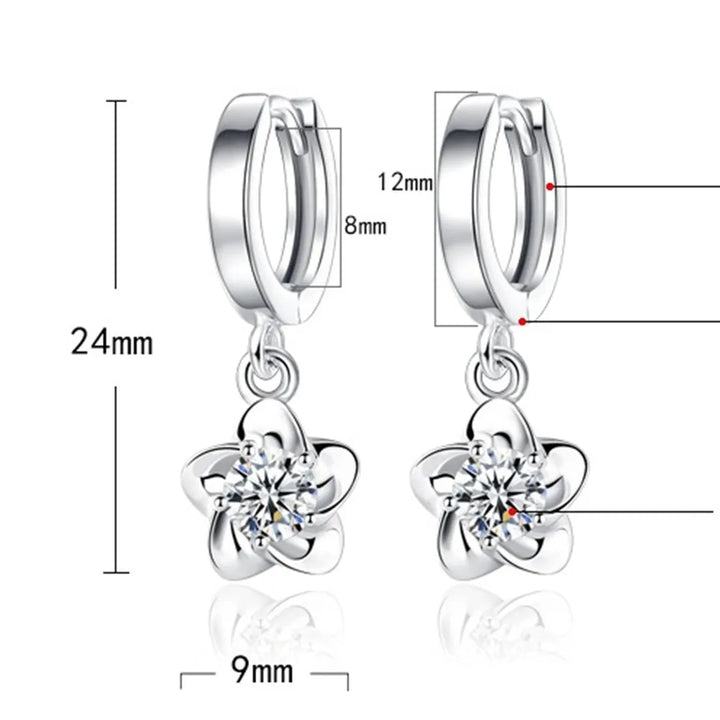 Pendientes de Plata Esterlina con Zircones Violeta y Blancos
