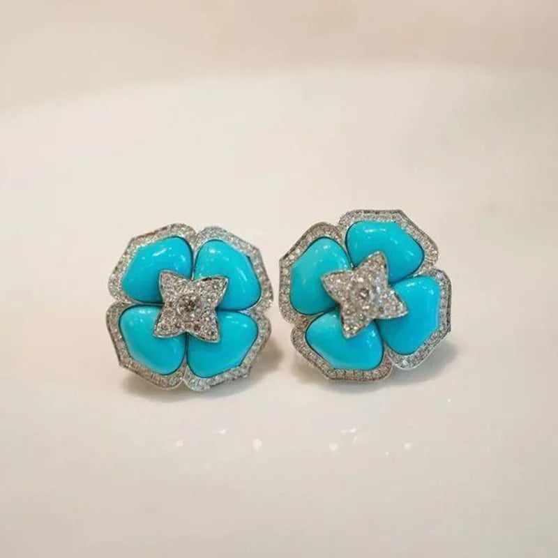 Pendientes de plata azul refinados