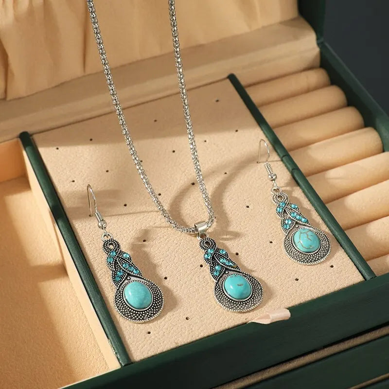 Conjunto de Joyas de Piedra Turquesa Vintage