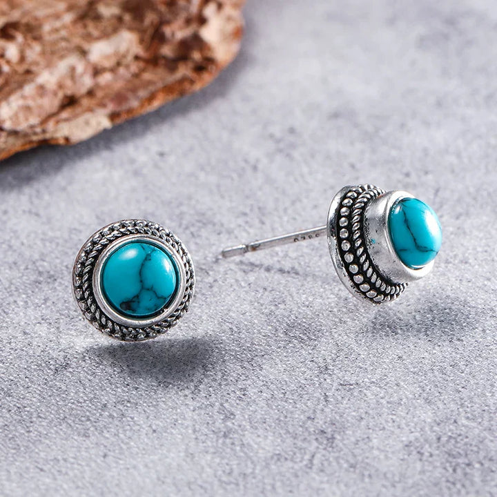 Pendientes de botón imitación turquesa vintage
