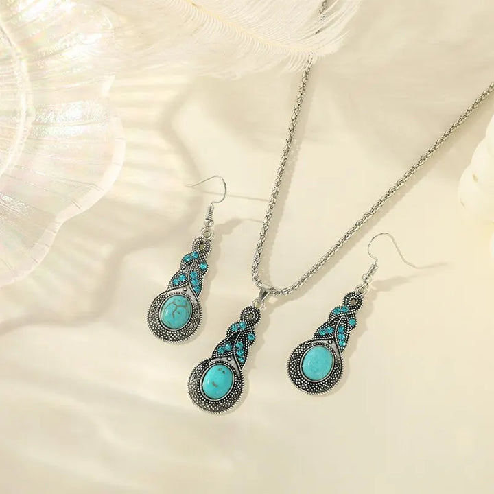 Conjunto de Joyas de Piedra Turquesa Vintage