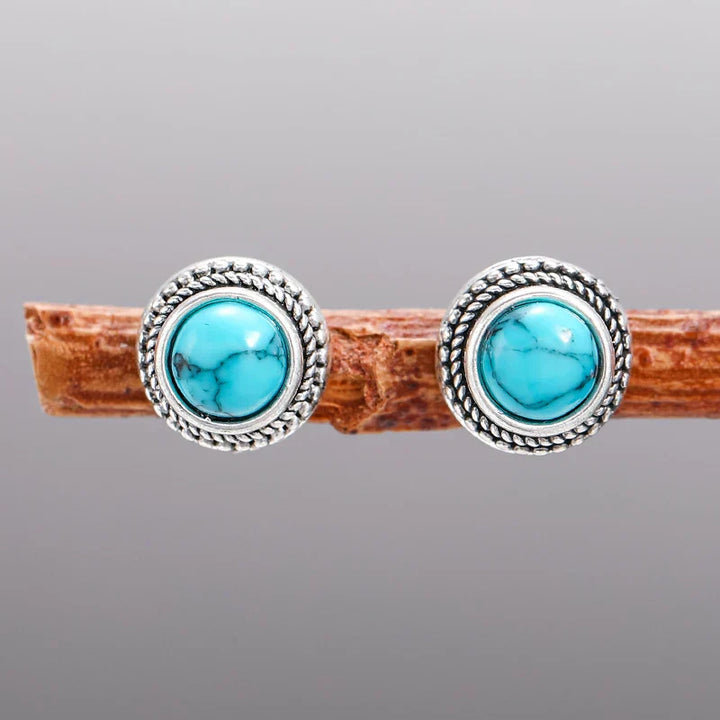 Pendientes de botón imitación turquesa vintage