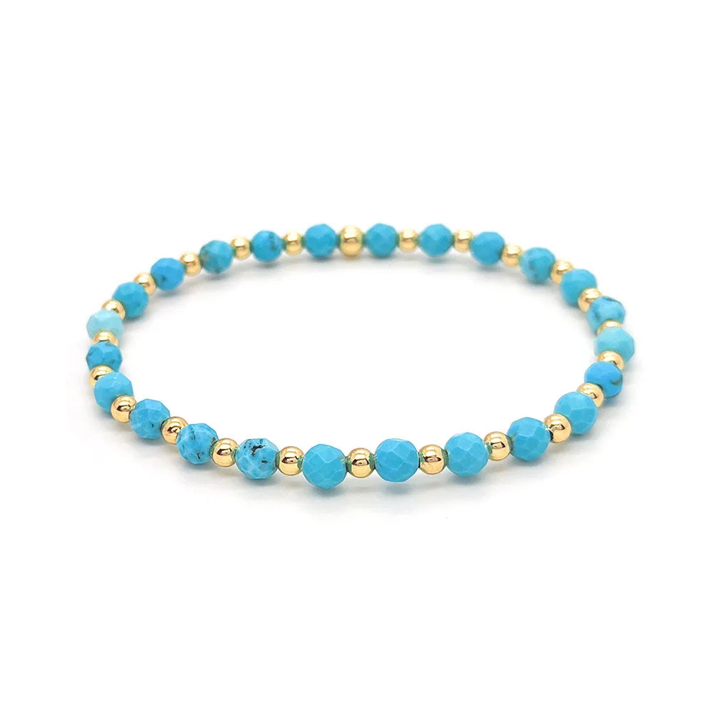 Pulsera de perlas de cruz vintage en turquesa