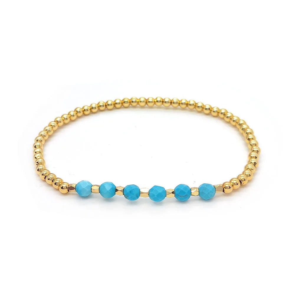 Pulsera de perlas de cruz vintage en turquesa