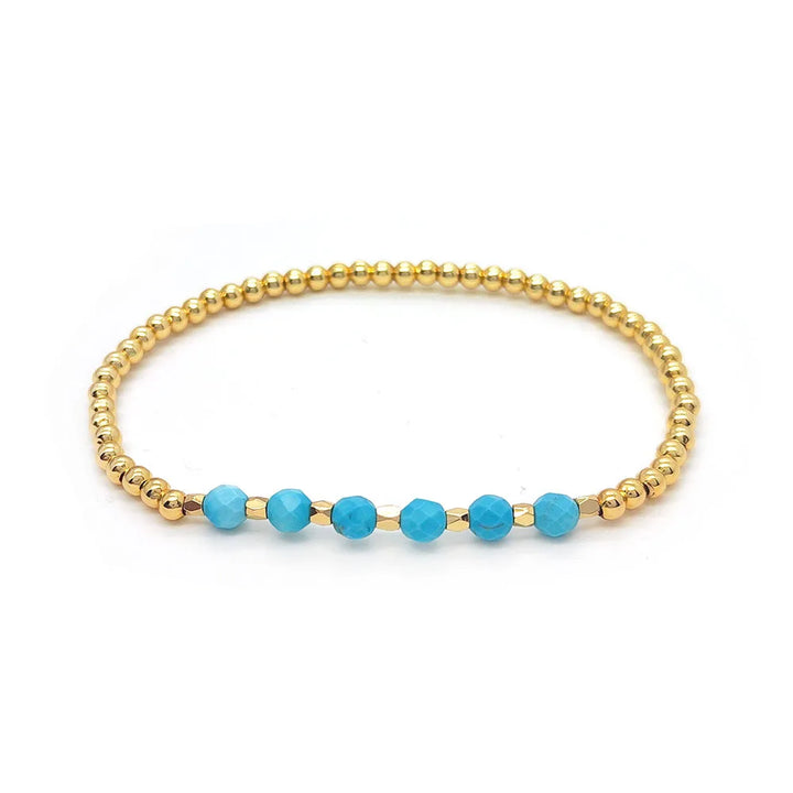 Pulsera de perlas de cruz vintage en turquesa