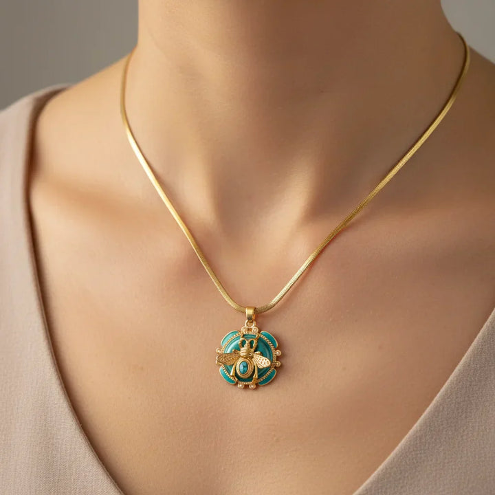Péndulo de Oro Chic con Turquesa