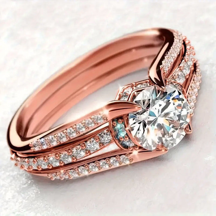 Anillo vintage de cristal – Oro, Plata, Oro rosa