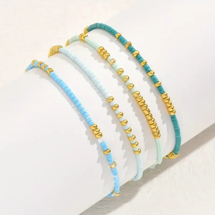 Conjunto de Pulseras de Kralen Turquesa Chic Bohemio