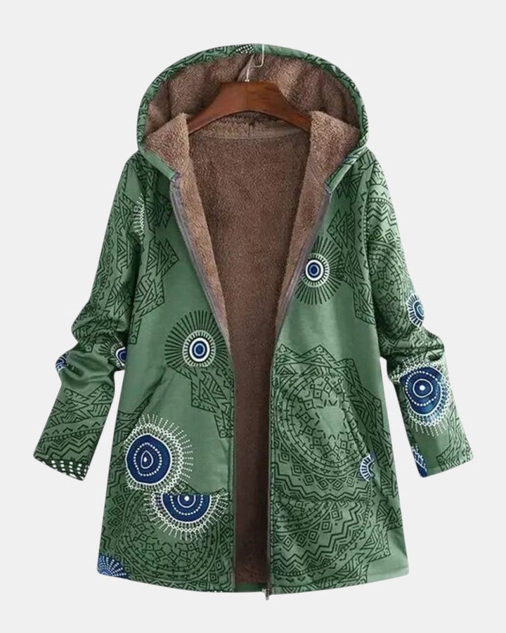 Sage - Chaqueta Sherpa de Motivo Tribal