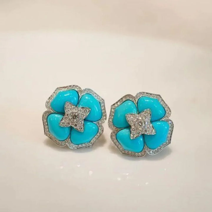 Pendientes de plata azul refinados